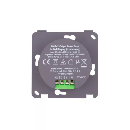 Shelly 2-Output Power Base for Wall Display – X1i, X2i network power supply with 2 relay outputs