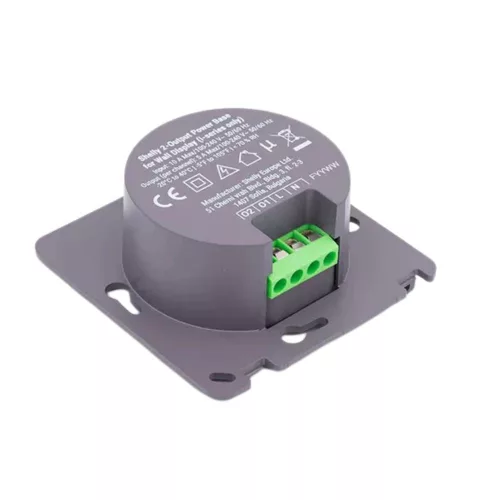 Shelly 2-Output Power Base for Wall Display – X1i, X2i network power supply with 2 relay outputs