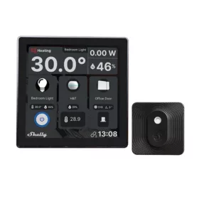   Shelly Wall Display Wi-Fi + Bluetooth touch screen wall switch and control panel (black) + BLU H&T sensor