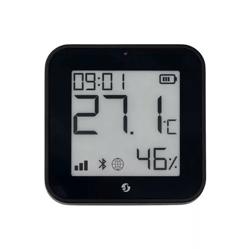 Shelly BLU H&T Display ZB – Temperature, humidity and light sensor with e-paper display, Zigbee, Bluetooth, black