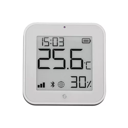 Shelly BLU H&T Display ZB – Temperature, humidity and light sensor with e-paper display, Zigbee, Bluetooth, white