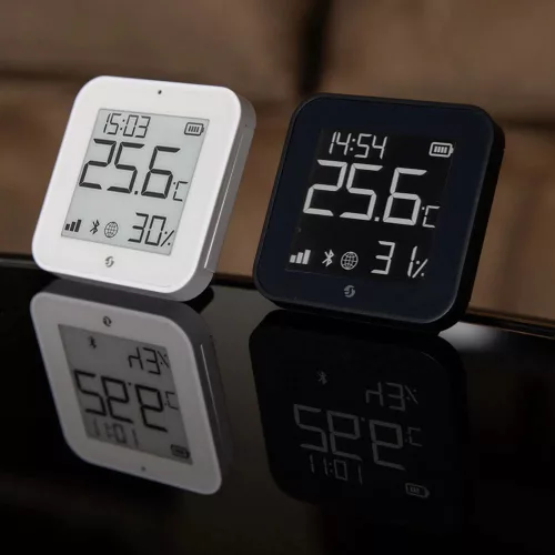 Shelly BLU H&T Display ZB – Temperature, humidity and light sensor with e-paper display, Zigbee, Bluetooth, white