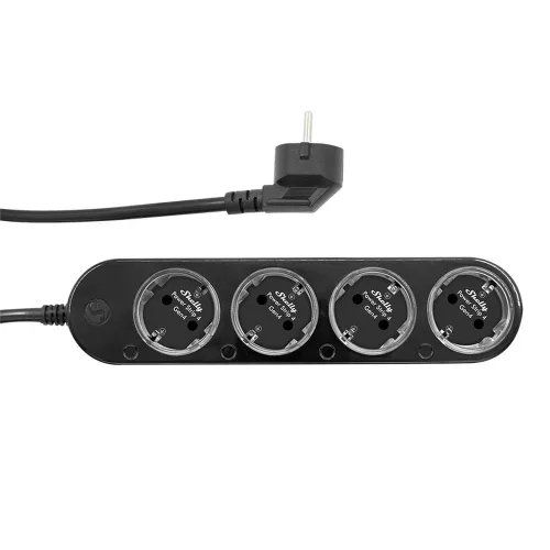 Shelly Power Strip 4 Gen4 –  smart power strip with 4 sockets, power meter, Wi-Fi, Zigbee, Matter, black