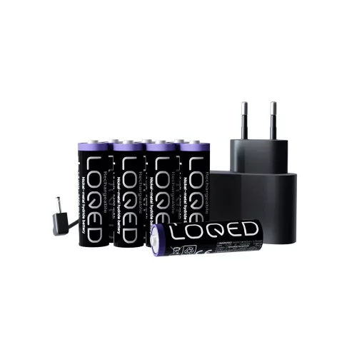 Shelly LOQED Power Kit – Charger adapter with 8× AA Ni-MH rechargeable batteries