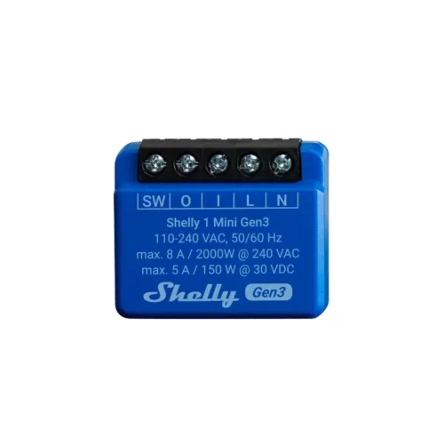 Shelly 1 Mini GEN3, single channel WiFi smart relay switch (8A)