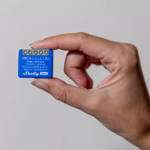 Shelly 1 Mini GEN4 multiprotocol (Wi-Fi+ Bluetooth / Zigbee 3.0) relay module, Matter compatible