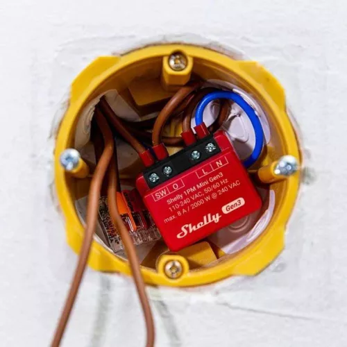 Shelly 1PM Mini GEN3, single channel WiFi smart relay switch, with power meter (8A)