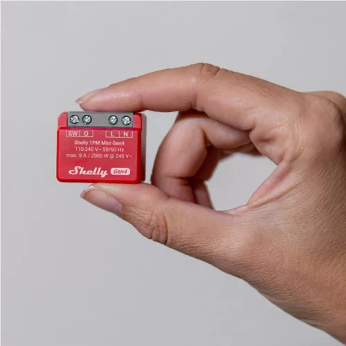 Shelly 1PM Mini Gen4 multiprotocol (Wi-Fi+ Bluetooth / Zigbee 3.0) relay module, with power meter, Matter compatible