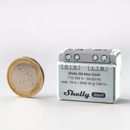 Shelly EM Mini Gen4 – smart power meter (16A), Wi-Fi, Bluetooth, Matter, Zigbee