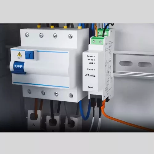 Shelly Pro 3EM 120A V2 – Energy meter, three-phase, with 3 x 120A current transformers, Wi-Fi, Ethernet, Matter (SPEM-003CEBEU)