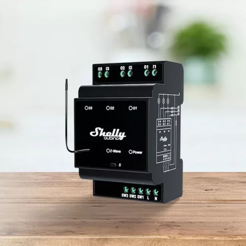 Shelly Qubino Wave PRO 3 smart DIN-rail relay with 3-gang, with Z-Wave protocol