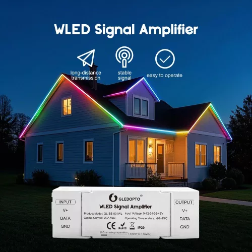 Gledopto  WLED Signal Amplifier – WLED digital LED signal repeater, 5–48V DC (GL-BS-001WL)