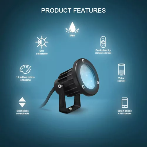 Gledopto GL-G-003P Zigbee Pro (Zigbee 3.0 + RF receiver) outdoor garden spot light RGB+CCT 24V