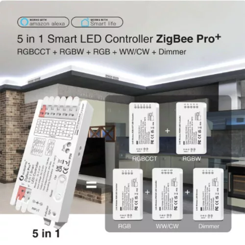 Gledopto GL-C-201P, Zigbee Pro 5-in-1 LED controller (Zigbee+RF) 12V-54V DC