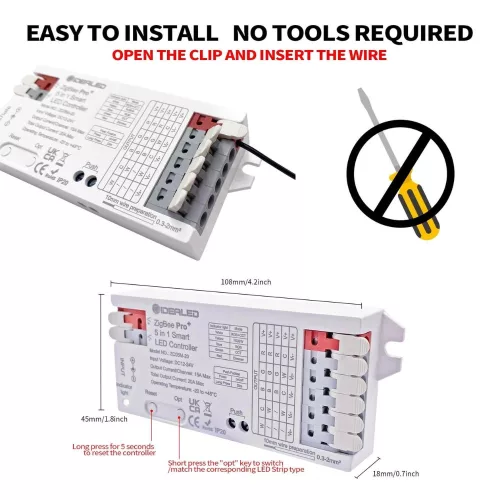 Gledopto GL-C-201P, Zigbee Pro 5-in-1 LED controller (Zigbee+RF) 12V-54V DC