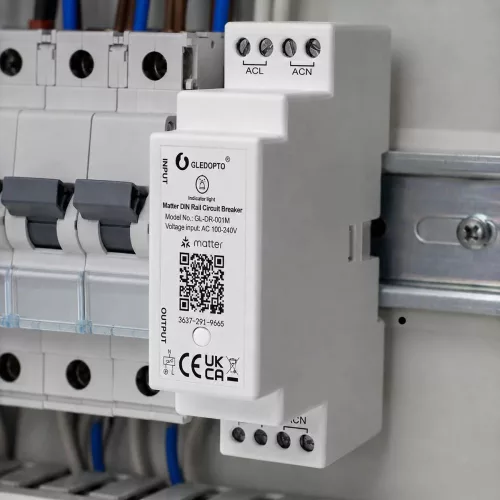 Matter DIN Rail Circuit Breaker – Single-circuit smart DIN-rail relay module, 16A, Wi‑Fi, Matter (GL-DR-001M)