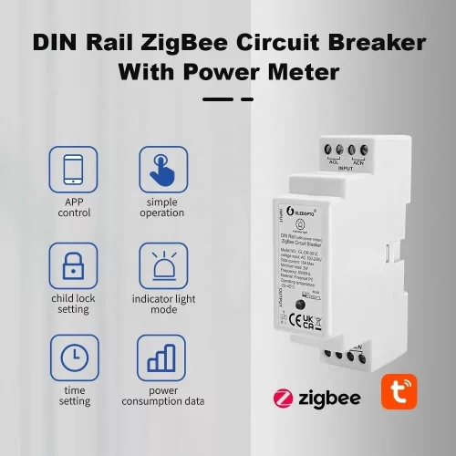 Gledopto GL-DR-001Z Tuya Zigbee DIN-rail relay with power meter (16A)