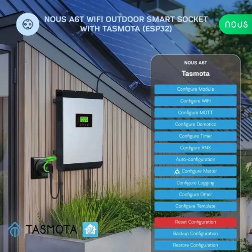Nous A6T Wi-Fi outdoor / bathroom (IP44) smart plug with factory-installed Tasmota firmware