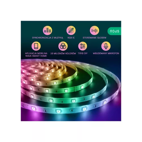 Nous F5 smart Tuya Wi-Fi RGBIC (chip-by-chip controllable) LED strip, 10 meters