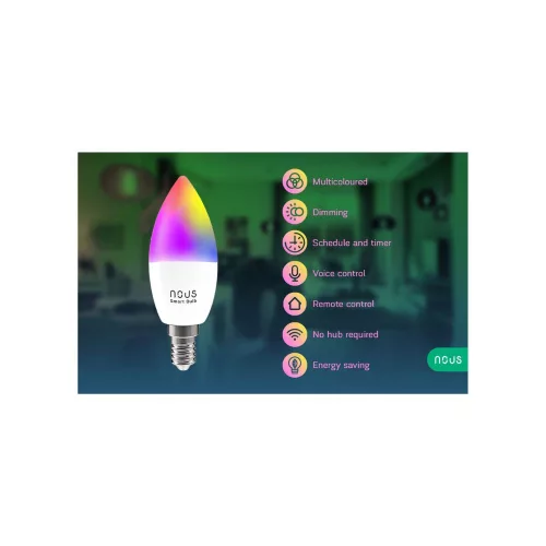 Nous P4 smart Tuya Wi-Fi RGB bulb (E14 socket), Matter compatible