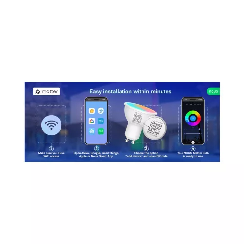 Nous P8 smart Tuya Wi-Fi RGB bulb (GU10 socket), Matter compatible