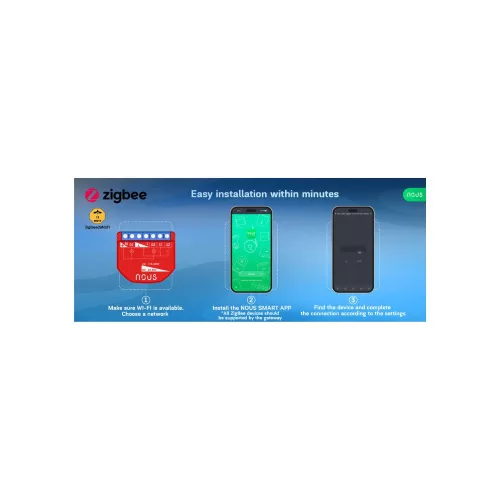 Nous B3Z smart Tuya Zigbee mini relay module, with power meter and switch input, 2 gang