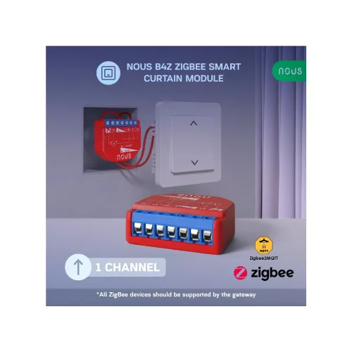 Nous B4Z smart Tuya Zigbee mini roller shutter controller relay module with switch input