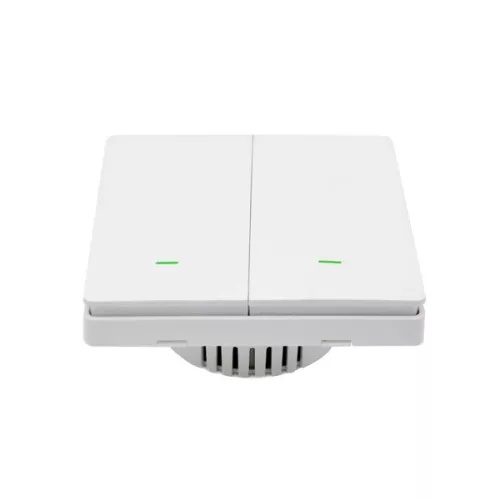 SmartWise B62 UNI Wi-Fi + eWeLink-Remote, 2-gang smart wall switch, universial wiring, physical push-button, white 