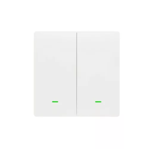 SmartWise B62 UNI Wi-Fi + eWeLink-Remote, 2-gang smart wall switch, universial wiring, physical push-button, white 