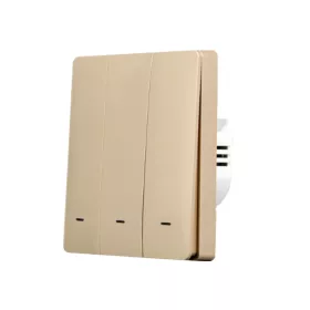   SmartWise B63 UNI Wi-Fi + eWeLink-Remote, 3-gang smart wall switch, universial wiring, physical push-button, gold colour 