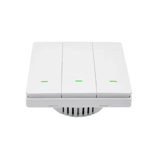 SmartWise B63 UNI Wi-Fi + eWeLink-Remote, 3-gang smart wall switch, universial wiring, physical push-button, white 
