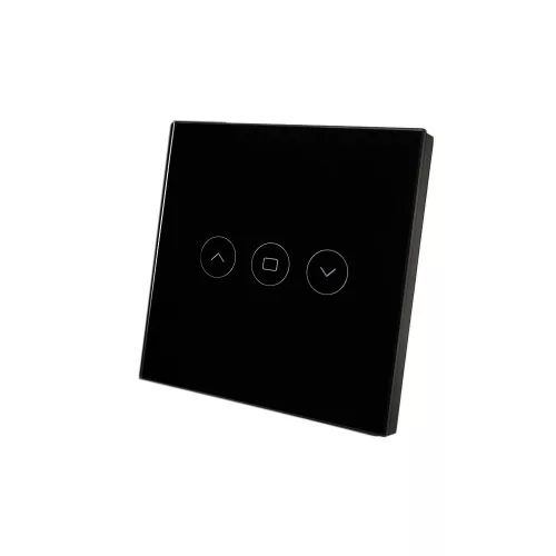 SmartWise roller shutter / shader / curtain smart switch, eWeLink compatible, with black touch glass front panel