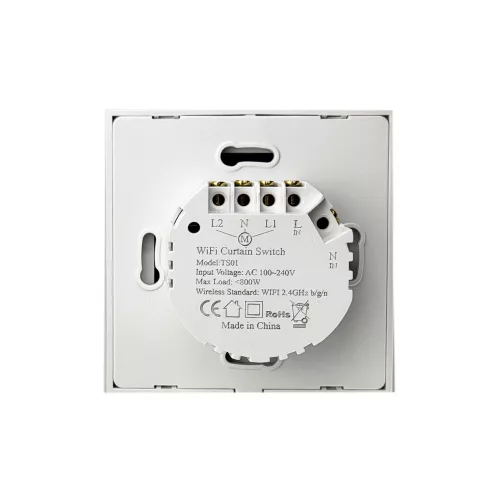 SmartWise roller shutter / shader / curtain smart switch, eWeLink compatible, with white touch glass front panel