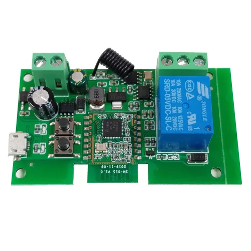 SmartWise 5V-32V 1-gang smart relay switch, with dry contact and momentary switch, Zigbee + RF