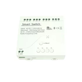   SmartWise 5V-32V Wi-Fi + Bluetooth 4-gang smart relay switch, NO/NC, dry contact, momentary, interlock, eWeLink compatible, in plastic case