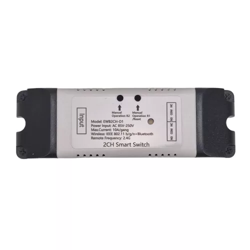 SmartWise 85V-250V AC Wi-Fi + eWeLink-Remote 2-gang smart relay switch, NO/NC, dry contact, momentary switch