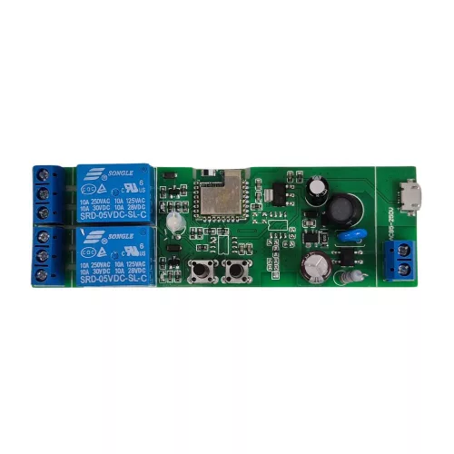 SmartWise 85V-250V AC Wi-Fi + eWeLink-Remote 2-gang smart relay switch, NO/NC, dry contact, momentary switch