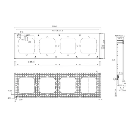 Sonoff 4 gang switch frame for M5-80 (SwitchMan) smart wall switches, white