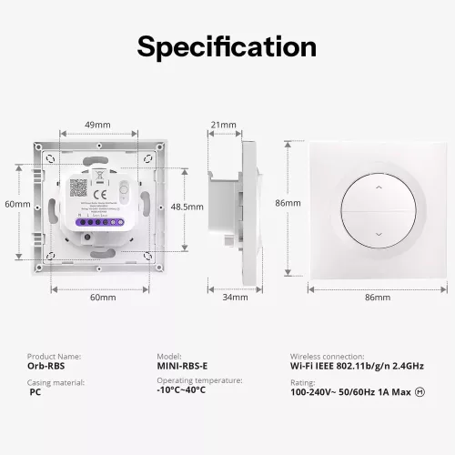 SONOFF Fusion Series Orb-RBS – Matter Over WiFi Smart Roller Shutter Wall Switch