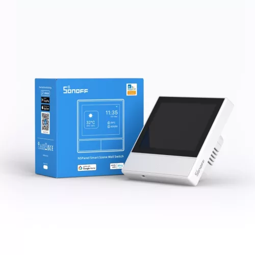 Sonoff NSPanel WHITE 2-gang smart WiFi wall switch with LED panel, thermostat and smart scene switch feature