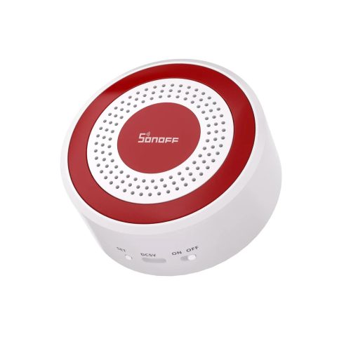 Sonoff SenseGuard Indoor Siren – indoor siren with battery, USB‑C, Zigbee, white‑red (SNZB-09P)