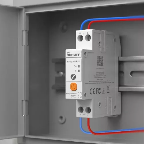 Sonoff Basic DIN Rail – Relay module, 1‑circuit, with energy monitoring, DIN‑rail mount, 32A, Zigbee, Bluetooth