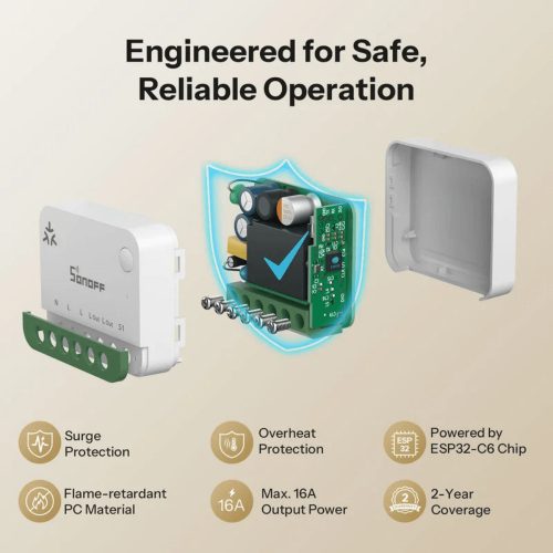 Sonoff MINI ONE PM – Relay module, single‑circuit, with energy monitoring, Wi‑Fi, Matter (MINI-1GSP)