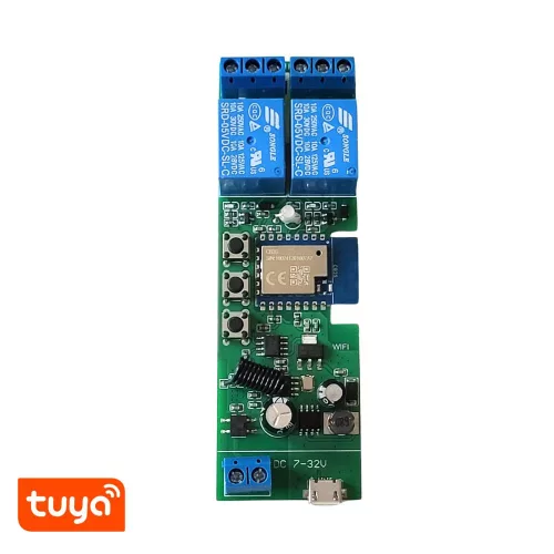 TuyaSmart 2CH 5V-32V AC/DC – Two-gang, Wi-Fi, RF, smart relay with NO/NC contacts