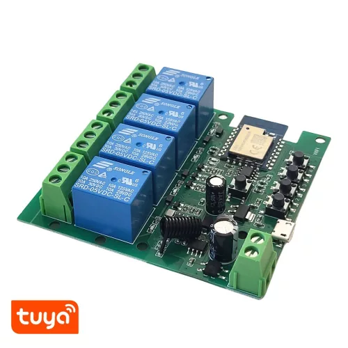 TuyaSmart 4CH 5V-32V AC/DC – Four-gang, Wi-Fi , RF, smart relay with NO/NC contacts
